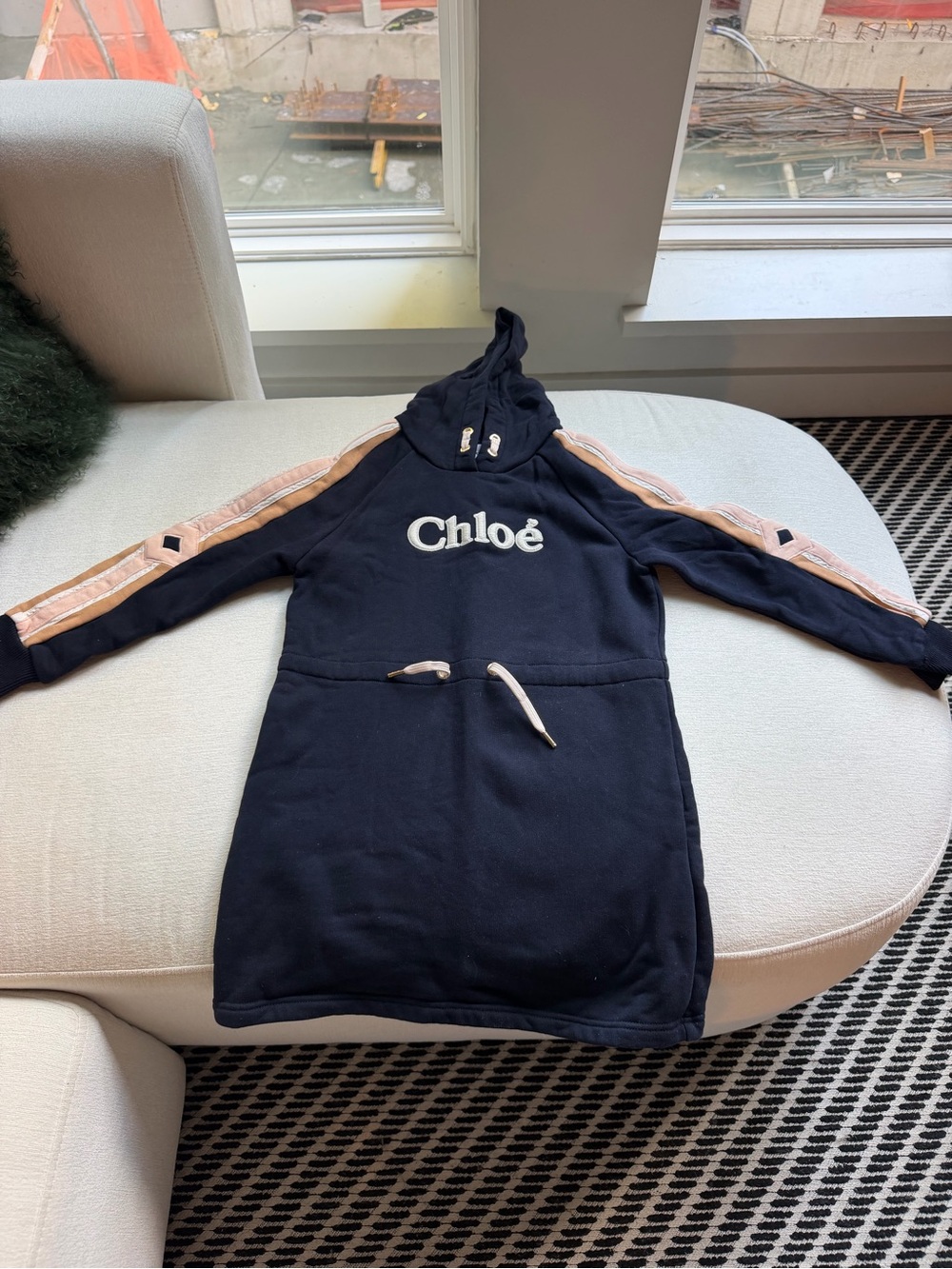 Girls Chloé Navy Hoodie Dress
